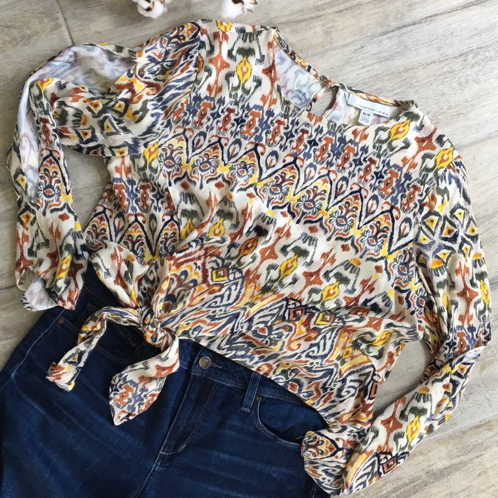 Boho top with tied waist